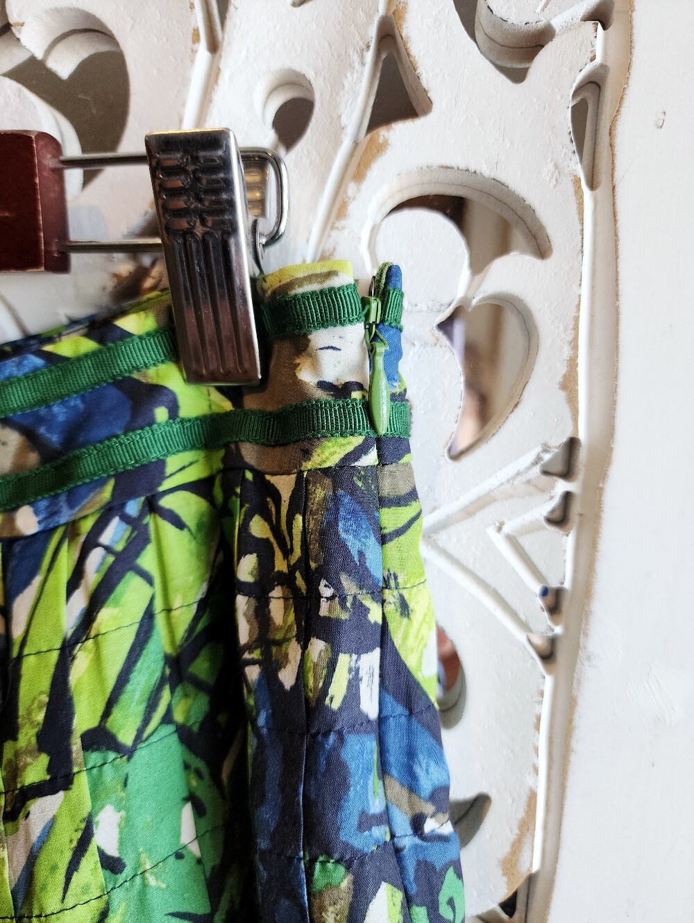 SEPT FOIS ABSTRACT PRINT PLEATED CIRCULAR SKIRT KNEE LENGTH FULLY LINED SZ 38 - Picture 8 of 13